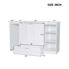 Lit escamotable double avec étagères de chevet et armoire, lit pliant en bois pour chambre d'amis et bureau à domicile, blanc