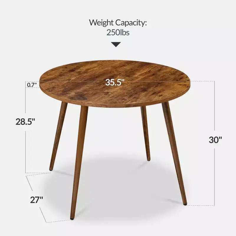 Table de salle à manger ronde moderne du milieu du siècle Best Choice Products, 35,5 po, dinette pour la maison ou la cuisine avec pieds en acier au fini bois