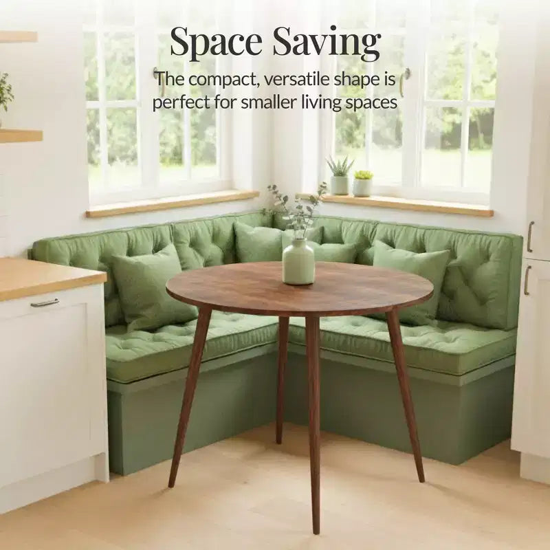 Table de salle à manger ronde moderne du milieu du siècle Best Choice Products, 35,5 po, dinette pour la maison ou la cuisine avec pieds en acier au fini bois