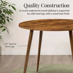 Table de salle à manger ronde moderne du milieu du siècle Best Choice Products, 35,5 po, dinette pour la maison ou la cuisine avec pieds en acier au fini bois