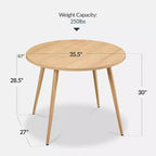 Table de salle à manger ronde moderne du milieu du siècle Best Choice Products, 35,5 po, dinette pour la maison ou la cuisine avec pieds en acier au fini bois