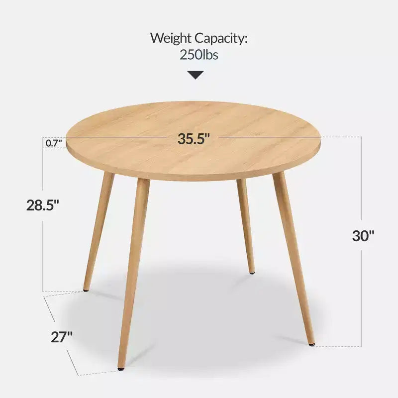 Table de salle à manger ronde moderne du milieu du siècle Best Choice Products, 35,5 po, dinette pour la maison ou la cuisine avec pieds en acier au fini bois