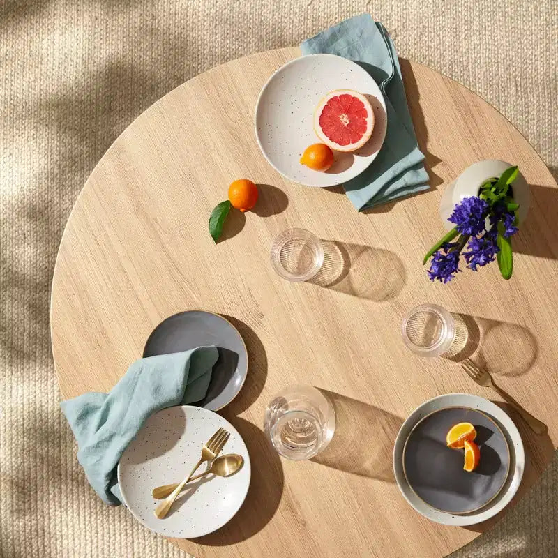 Table de salle à manger ronde moderne du milieu du siècle Best Choice Products, 35,5 po, dinette pour la maison ou la cuisine avec pieds en acier au fini bois