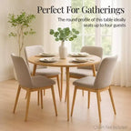 Table de salle à manger ronde moderne du milieu du siècle Best Choice Products, 35,5 po, dinette pour la maison ou la cuisine avec pieds en acier au fini bois