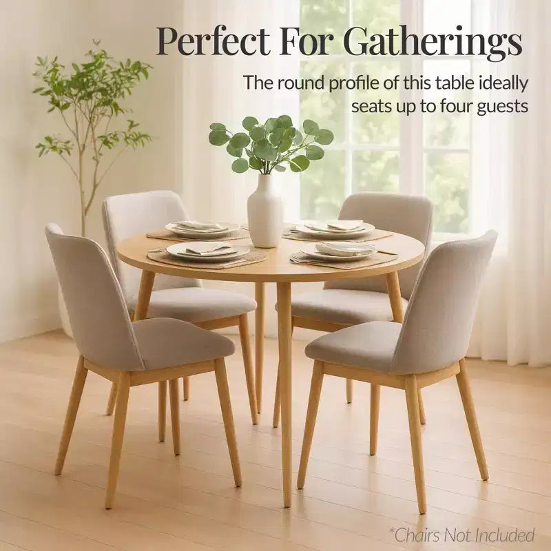 Table de salle à manger ronde moderne du milieu du siècle Best Choice Products, 35,5 po, dinette pour la maison ou la cuisine avec pieds en acier au fini bois