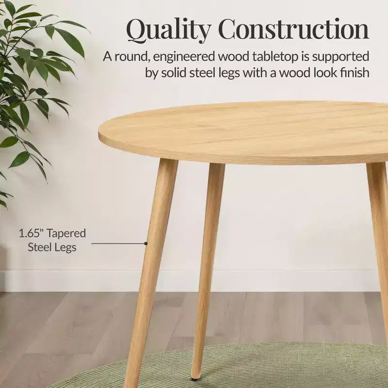 Table de salle à manger ronde moderne du milieu du siècle Best Choice Products, 35,5 po, dinette pour la maison ou la cuisine avec pieds en acier au fini bois