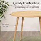 Table de salle à manger ronde moderne du milieu du siècle Best Choice Products, 35,5 po, dinette pour la maison ou la cuisine avec pieds en acier au fini bois