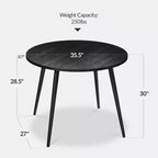 Table de salle à manger ronde moderne du milieu du siècle Best Choice Products, 35,5 po, dinette pour la maison ou la cuisine avec pieds en acier au fini bois