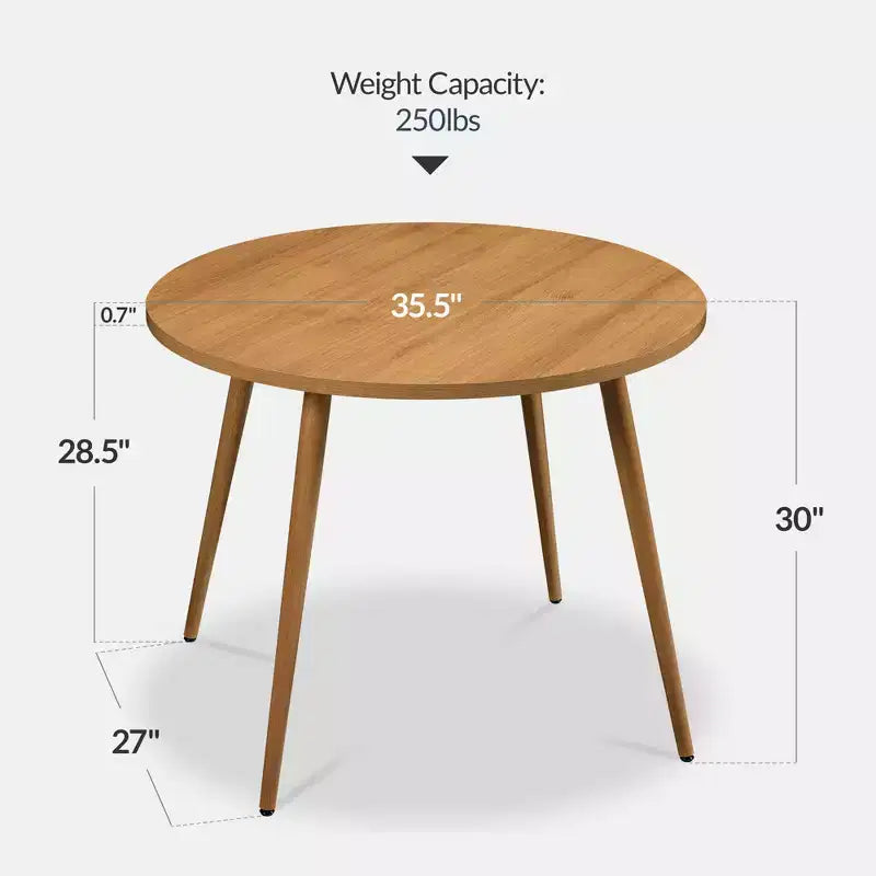 Table de salle à manger ronde moderne du milieu du siècle Best Choice Products, 35,5 po, dinette pour la maison ou la cuisine avec pieds en acier au fini bois