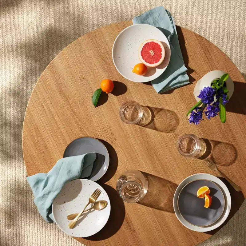 Table de salle à manger ronde moderne du milieu du siècle Best Choice Products, 35,5 po, dinette pour la maison ou la cuisine avec pieds en acier au fini bois