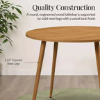 Table de salle à manger ronde moderne du milieu du siècle Best Choice Products, 35,5 po, dinette pour la maison ou la cuisine avec pieds en acier au fini bois