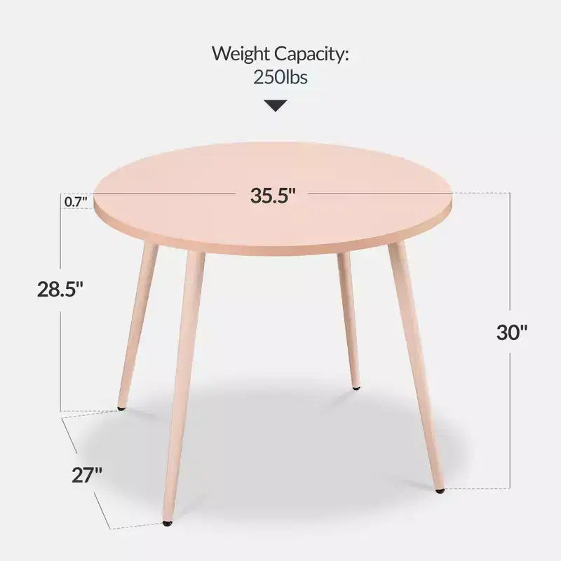 Table de salle à manger ronde moderne du milieu du siècle Best Choice Products, 35,5 po, dinette pour la maison ou la cuisine avec pieds en acier au fini bois