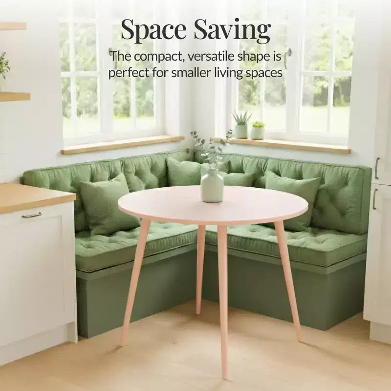 Table de salle à manger ronde moderne du milieu du siècle Best Choice Products, 35,5 po, dinette pour la maison ou la cuisine avec pieds en acier au fini bois