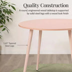 Table de salle à manger ronde moderne du milieu du siècle Best Choice Products, 35,5 po, dinette pour la maison ou la cuisine avec pieds en acier au fini bois
