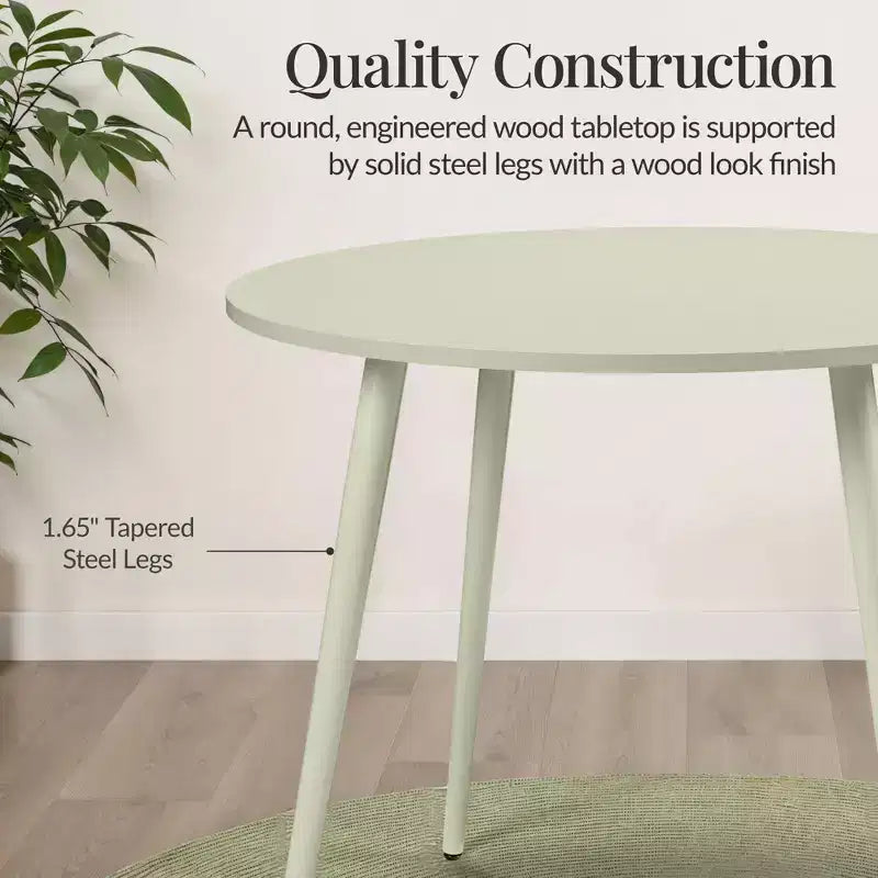Table de salle à manger ronde moderne du milieu du siècle Best Choice Products, 35,5 po, dinette pour la maison ou la cuisine avec pieds en acier au fini bois
