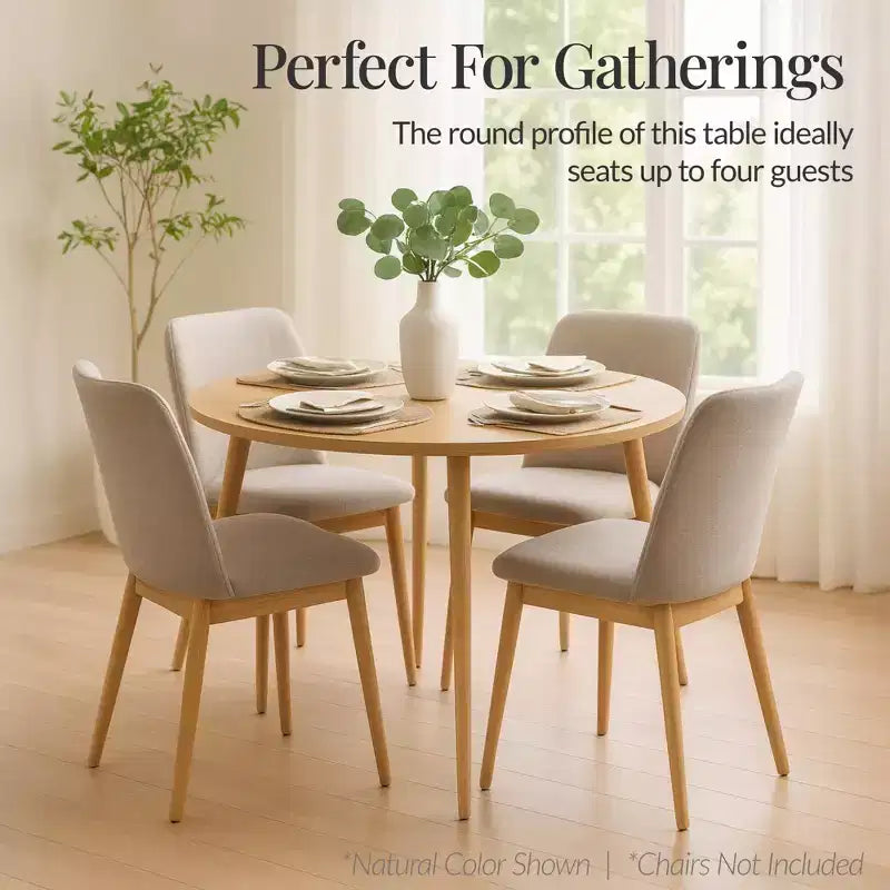 Table de salle à manger ronde moderne du milieu du siècle Best Choice Products, 35,5 po, dinette pour la maison ou la cuisine avec pieds en acier au fini bois