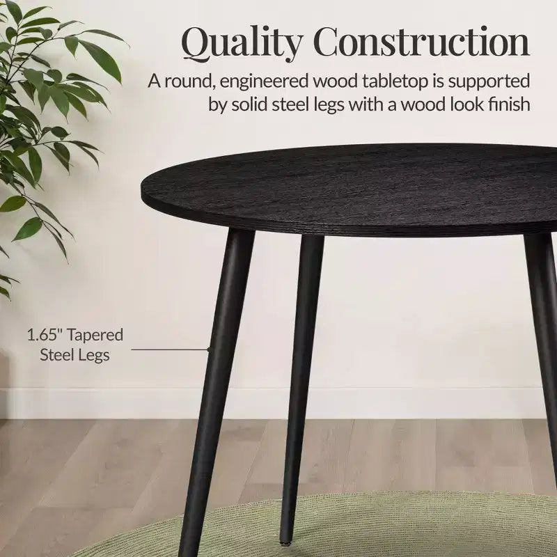 Table de salle à manger ronde moderne du milieu du siècle Best Choice Products, 35,5 po, dinette pour la maison ou la cuisine avec pieds en acier au fini bois
