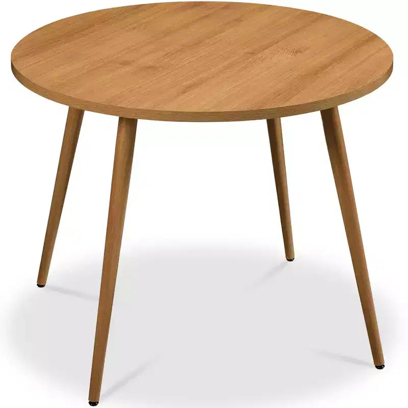 Table de salle à manger ronde moderne du milieu du siècle Best Choice Products, 35,5 po, dinette pour la maison ou la cuisine avec pieds en acier au fini bois