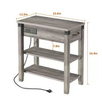 Table de chevet COZONY avec station de charge, rangement à tiroirs à 3 niveaux, table d'appoint étroite pour salon, chambre à coucher, bureau