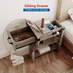 Table de chevet COZONY avec station de charge, rangement à tiroirs à 3 niveaux, table d'appoint étroite pour salon, chambre à coucher, bureau