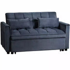 MAYEERTY Canapé convertible moderne, velours, avec accoudoirs réglables, oreillers et poches pour salon, noir