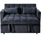 MAYEERTY Canapé convertible moderne, velours, avec accoudoirs réglables, oreillers et poches pour salon, noir