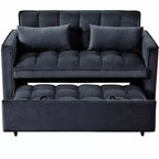 MAYEERTY Canapé convertible moderne, velours, avec accoudoirs réglables, oreillers et poches pour salon, noir