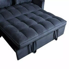 MAYEERTY Canapé convertible moderne, velours, avec accoudoirs réglables, oreillers et poches pour salon, noir