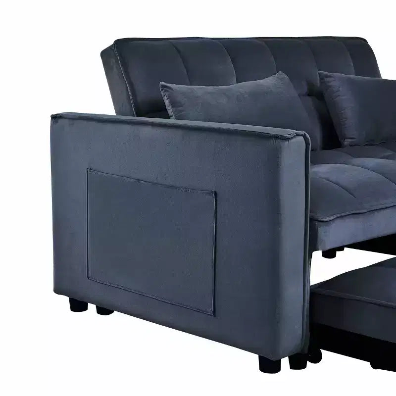 MAYEERTY Canapé convertible moderne, velours, avec accoudoirs réglables, oreillers et poches pour salon, noir