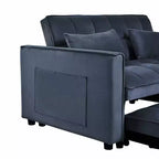 MAYEERTY Canapé convertible moderne, velours, avec accoudoirs réglables, oreillers et poches pour salon, noir