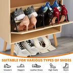 Meuble à chaussures avec 3 tiroirs basculants en rotin et dispositif anti-basculement, meuble à chaussures pour entrée, couloir, capacité de 15 à 20 paires