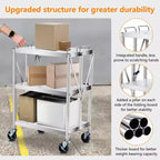 Chariot de rangement pliable à 3 niveaux avec roues, capacité de 136 kg, chariot de service roulant pour la maison, le garage, la cuisine et l'atelier