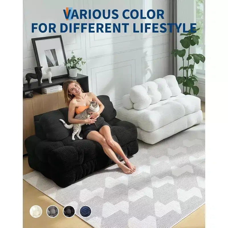 Canapé-lit pliant polyvalent avec oreiller intégré | Fauteuil convertible pour salon, chambre d'étudiant | Lavable en machine et portable