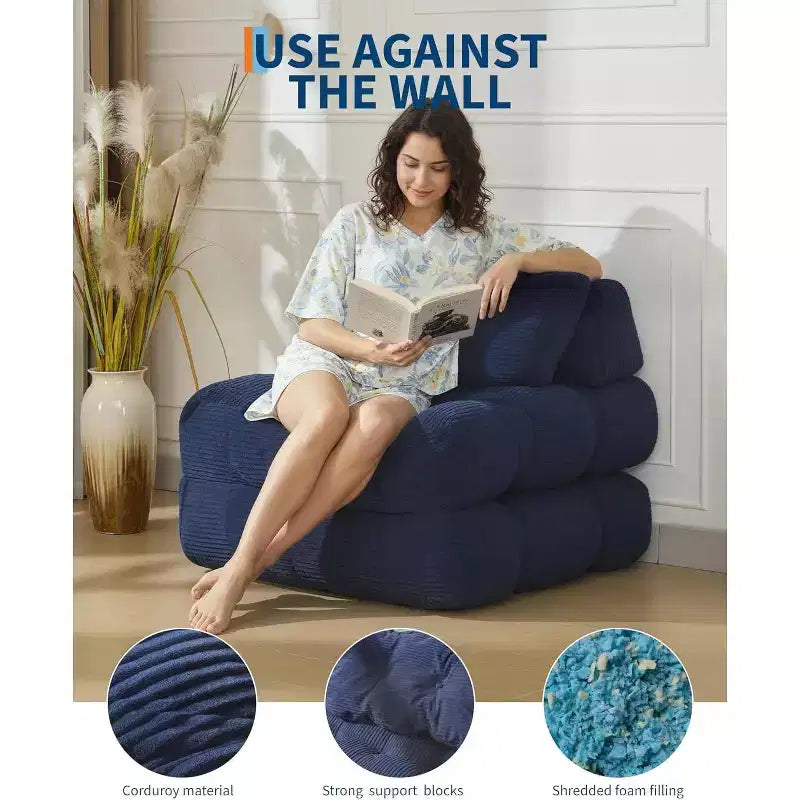Canapé-lit pliant polyvalent avec oreiller intégré | Fauteuil convertible pour salon, chambre d'étudiant | Lavable en machine et portable
