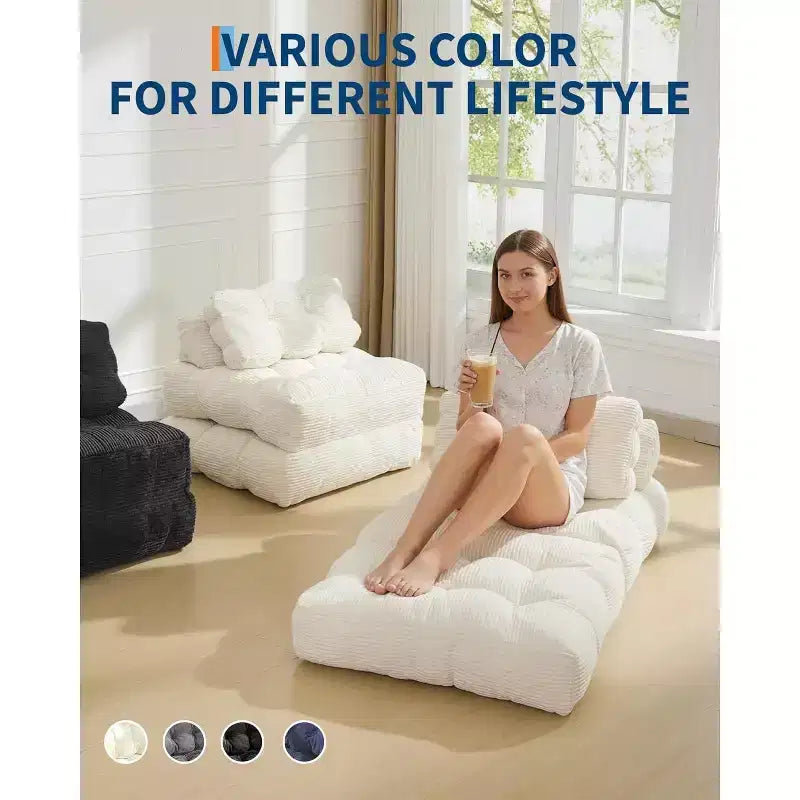Canapé-lit pliant polyvalent avec oreiller intégré | Fauteuil convertible pour salon, chambre d'étudiant | Lavable en machine et portable
