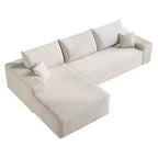 MAYEERTY 107 Canapé d'angle en forme de L blanc, modulaire en velours côtelé moelleux, aucun assemblage requis