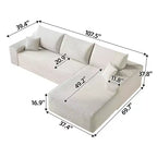 MAYEERTY 107 Canapé d'angle en forme de L blanc, modulaire en velours côtelé moelleux, aucun assemblage requis