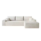 MAYEERTY 107 Canapé d'angle en forme de L blanc, modulaire en velours côtelé moelleux, aucun assemblage requis