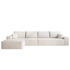 MAYEERTY 107 Canapé d'angle en forme de L blanc, modulaire en velours côtelé moelleux, aucun assemblage requis