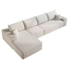 MAYEERTY 107 Canapé d'angle en forme de L blanc, modulaire en velours côtelé moelleux, aucun assemblage requis