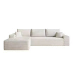 MAYEERTY 107 Canapé d'angle en forme de L blanc, modulaire en velours côtelé moelleux, aucun assemblage requis