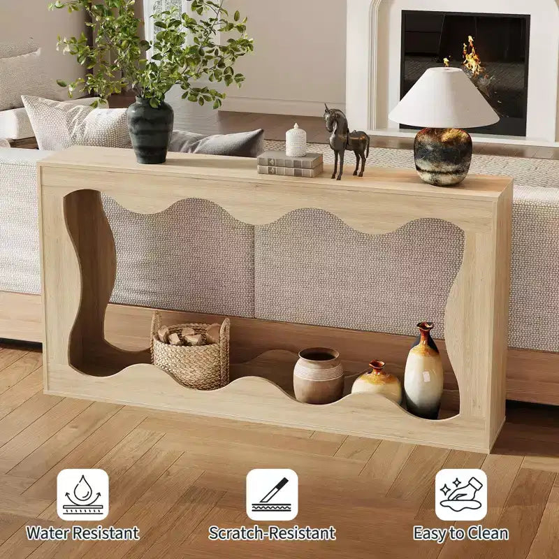 Console de ferme avec rangement, Table de canapé étroite pour couloir, salon, Table d'appoint industrielle en bois, Support de table d'entrée robuste
