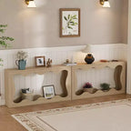 Console de ferme avec rangement, Table de canapé étroite pour couloir, salon, Table d'appoint industrielle en bois, Support de table d'entrée robuste