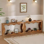 Console de ferme avec rangement, Table de canapé étroite pour couloir, salon, Table d'appoint industrielle en bois, Support de table d'entrée robuste