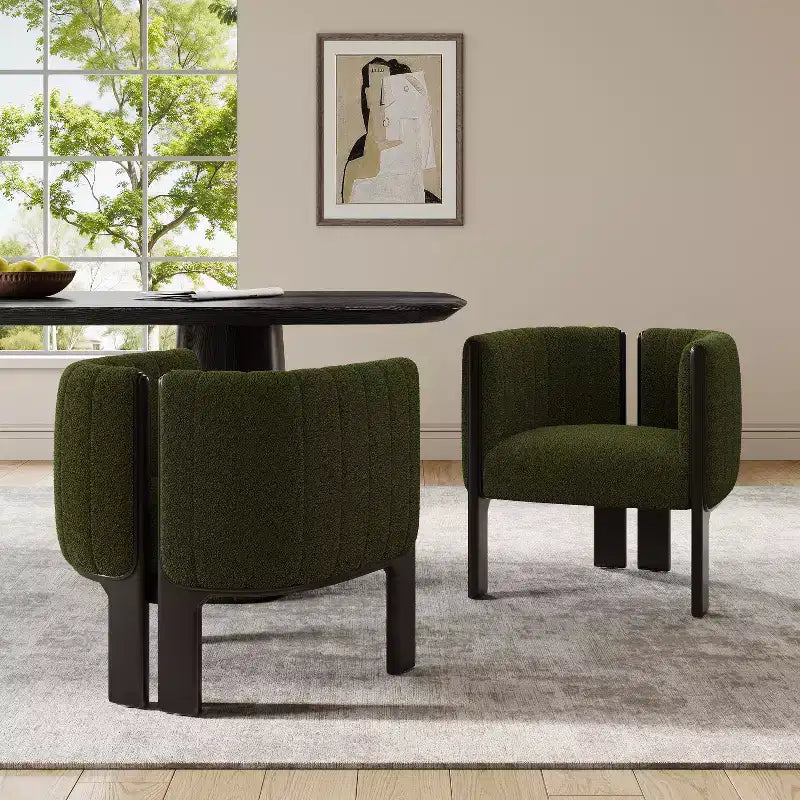 Okak Chaises de salle à manger modernes et élégantes pour cuisine, lot de 2 chaises de salle à manger rembourrées en tissu bouclé.