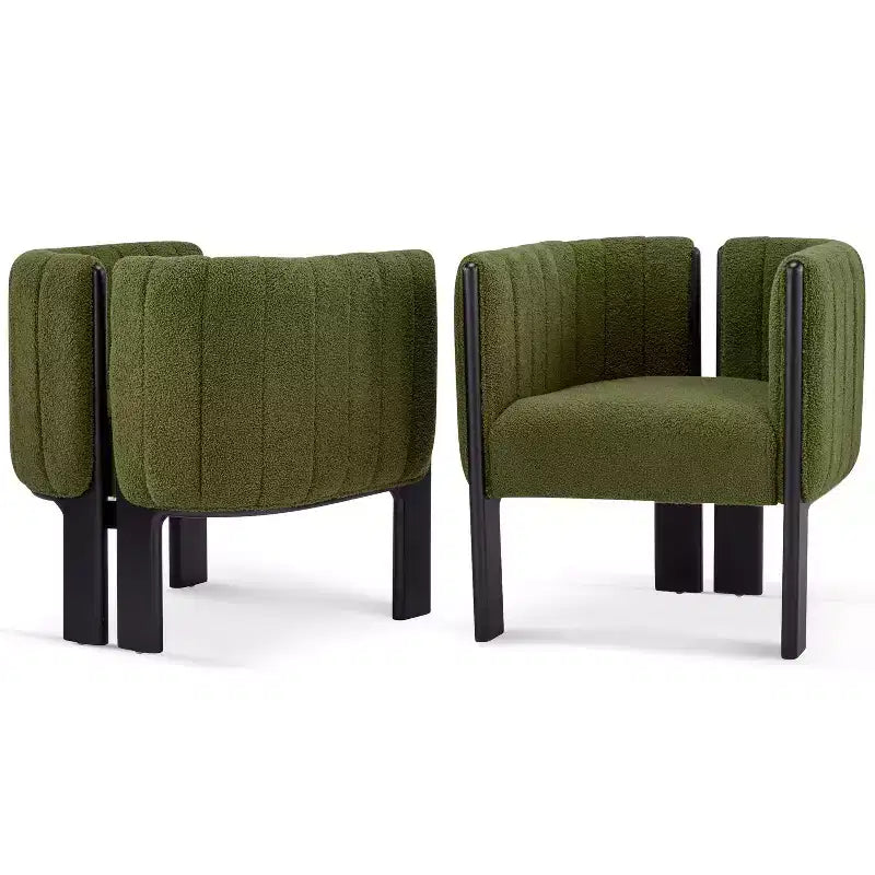 Okak Chaises de salle à manger modernes et élégantes pour cuisine, lot de 2 chaises de salle à manger rembourrées en tissu bouclé.