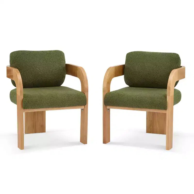 Okak Chaises de salle à manger modernes et élégantes pour cuisine, lot de 2 chaises de salle à manger rembourrées en tissu bouclé.