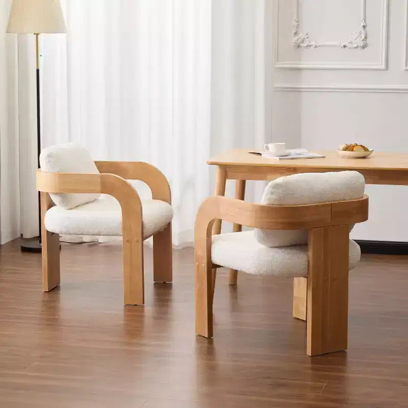 Okak Chaises de salle à manger modernes et élégantes pour cuisine, lot de 2 chaises de salle à manger rembourrées en tissu bouclé.