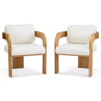 Okak Chaises de salle à manger modernes et élégantes pour cuisine, lot de 2 chaises de salle à manger rembourrées en tissu bouclé.