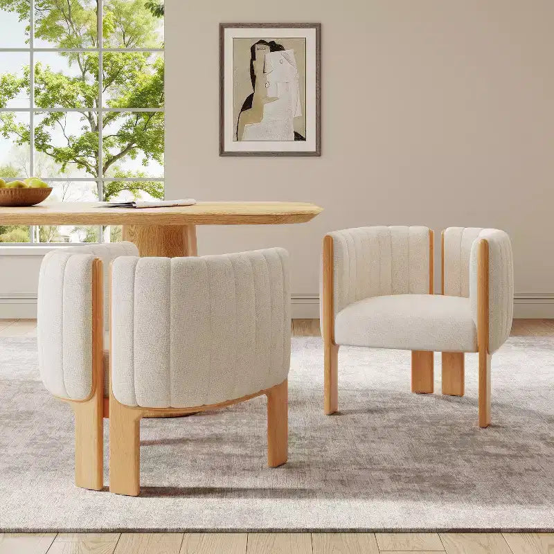 Okak Chaises de salle à manger modernes et élégantes pour cuisine, lot de 2 chaises de salle à manger rembourrées en tissu bouclé.